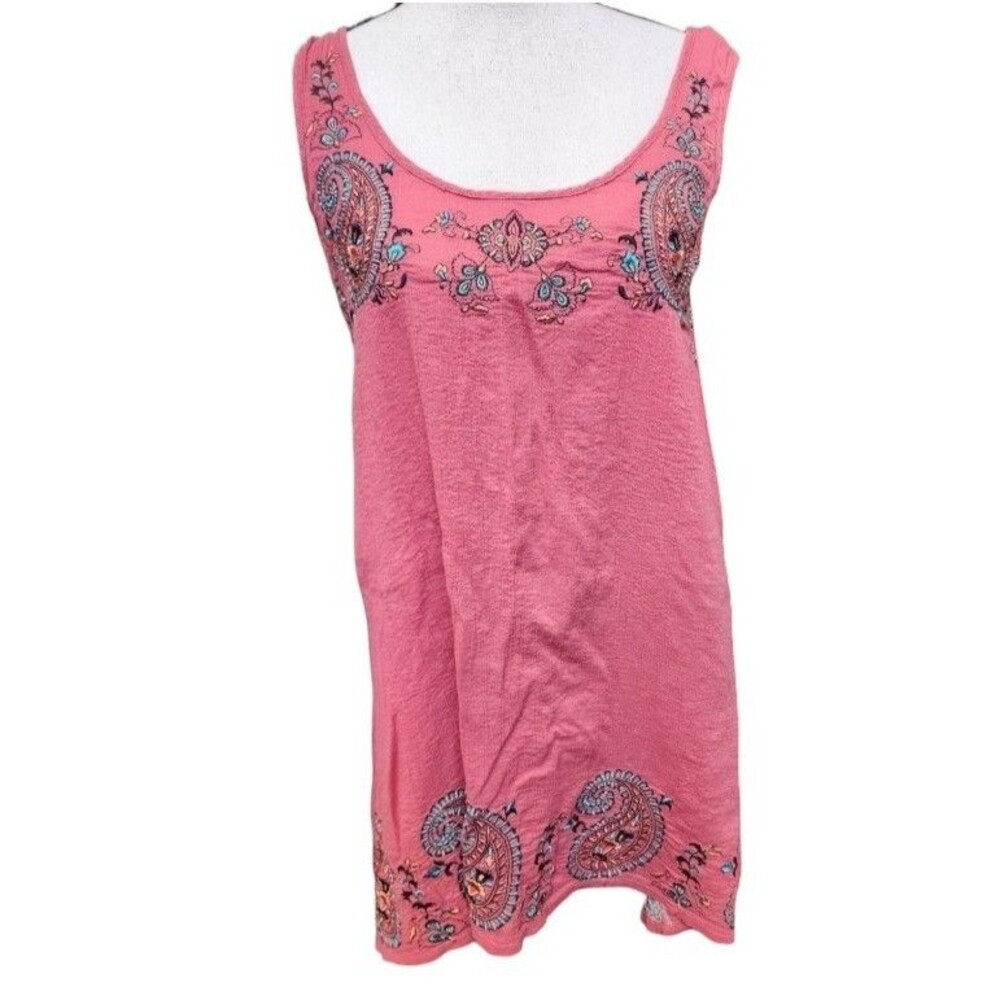 Chelsea & Violet Salmon Embroidered Tank Dress Lined Size XS Boho
